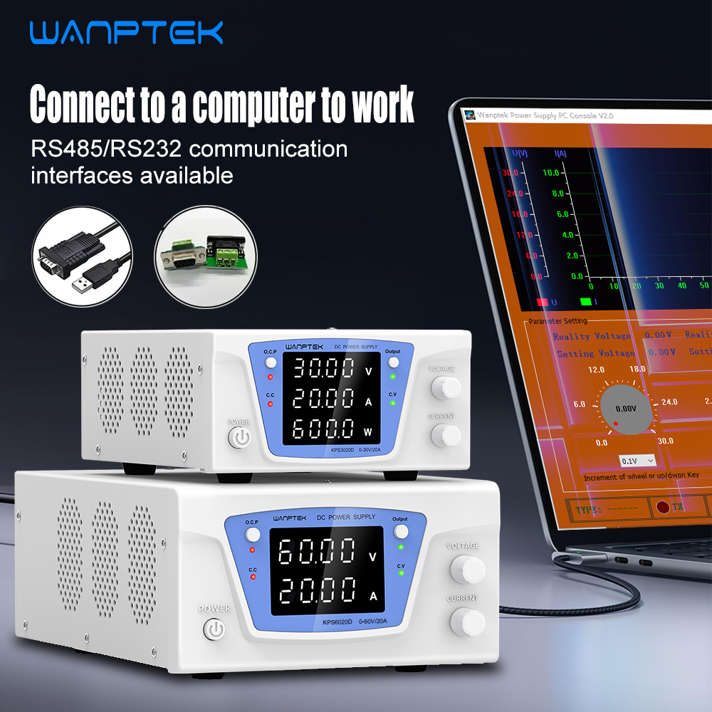 Programmable Dc Power Supply 60V 10A - Wanptek RS485/RS232 Catu Daya DC yang